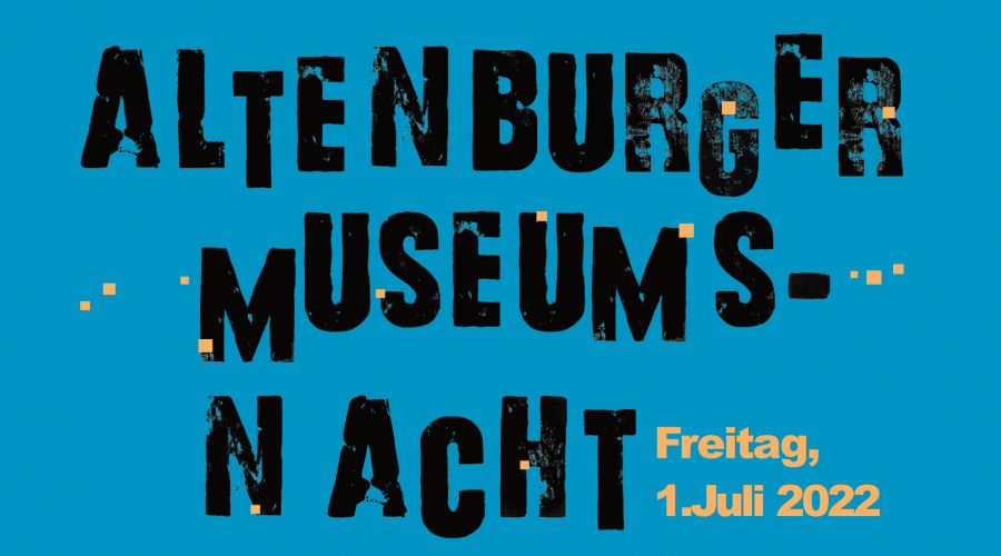 Postkarte mit Schriftzug Altenburger Museumsnacht Freitag, 1. Juli 2022
